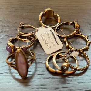 Bundle of 10 rings, Free People, NWT